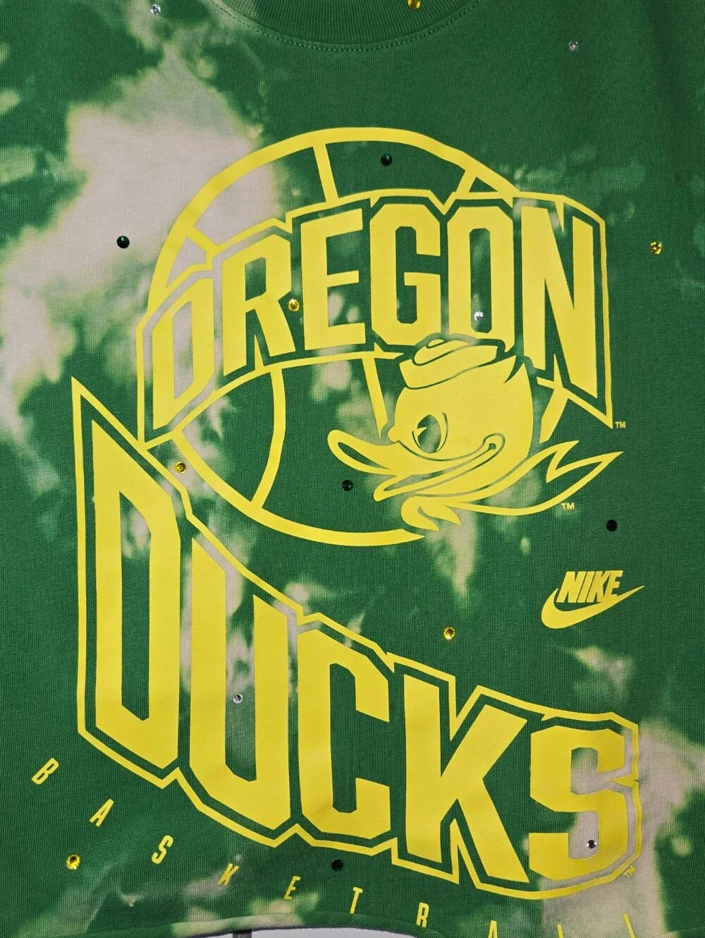Oregon Ducks Crop Top W/Rhinestones